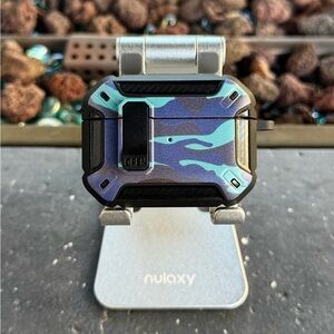 Camouflage AirPods Pro 2 Case Rugged Shockproof Cover with Clip & Keychain Hook
